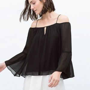ZARA off the shoulder black blouse